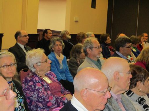 The alumni attentively listening to the Political Science Panel. Second from left, Fiorella Kelley, Class of 1972